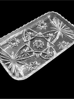 Vintage 1960s Anchor Hocking Early American Prescut Star of David Glass Tray